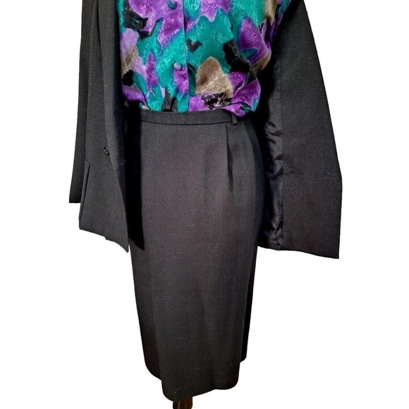 Vintage 1980s Linen Blend Double Breasted Blazer Midi Skirt Suit Set Women Small - Picture 9 of 11